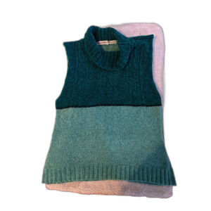 VIntage 90s cowl neck knit sweater vest cable ribbing colorblock Size S/M